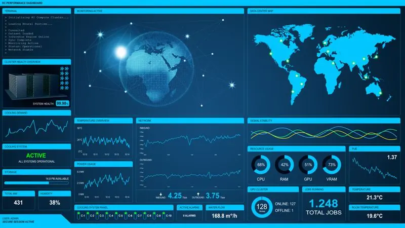 Laptop displaying a logged-in web application next to a phone displaying a brochure website