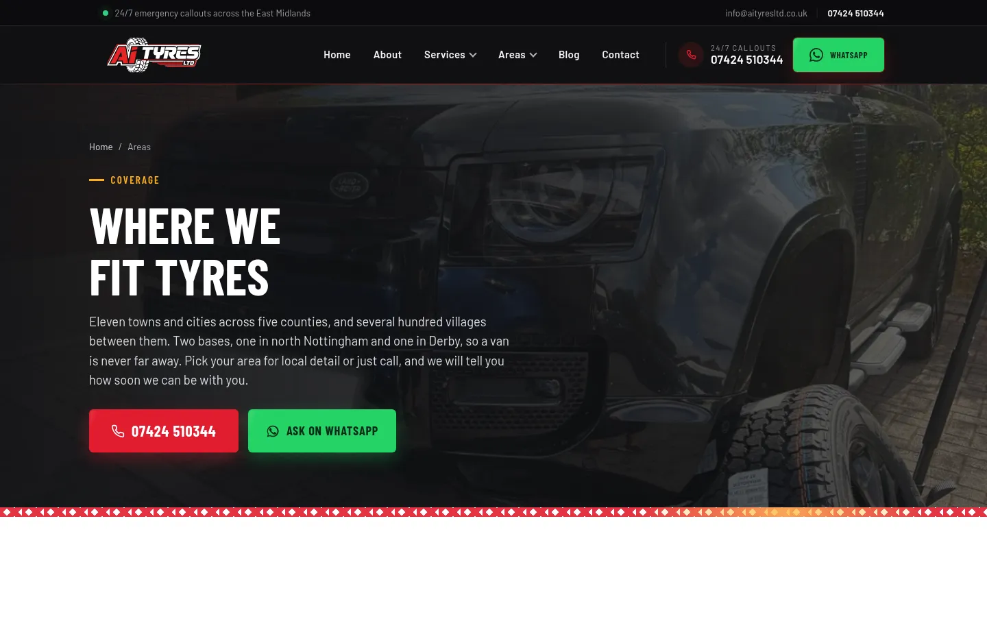 AI Tyres areas page