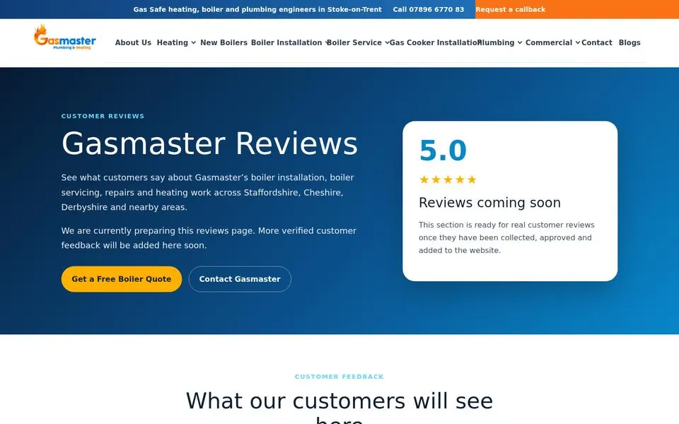 Old reviews page showing 5.0 with no reviews