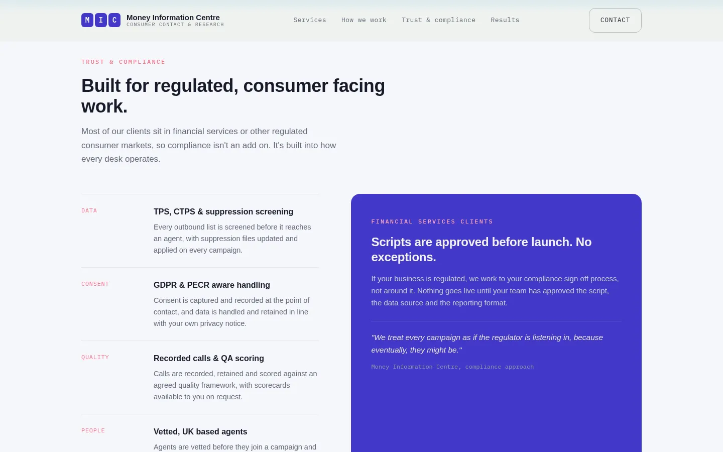Trust and compliance section