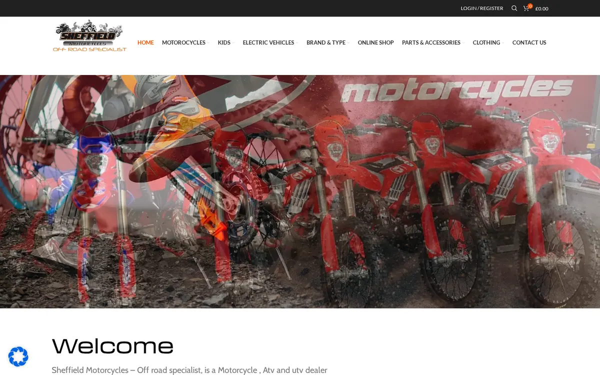 Old Sheffield Motorcycles homepage first screen